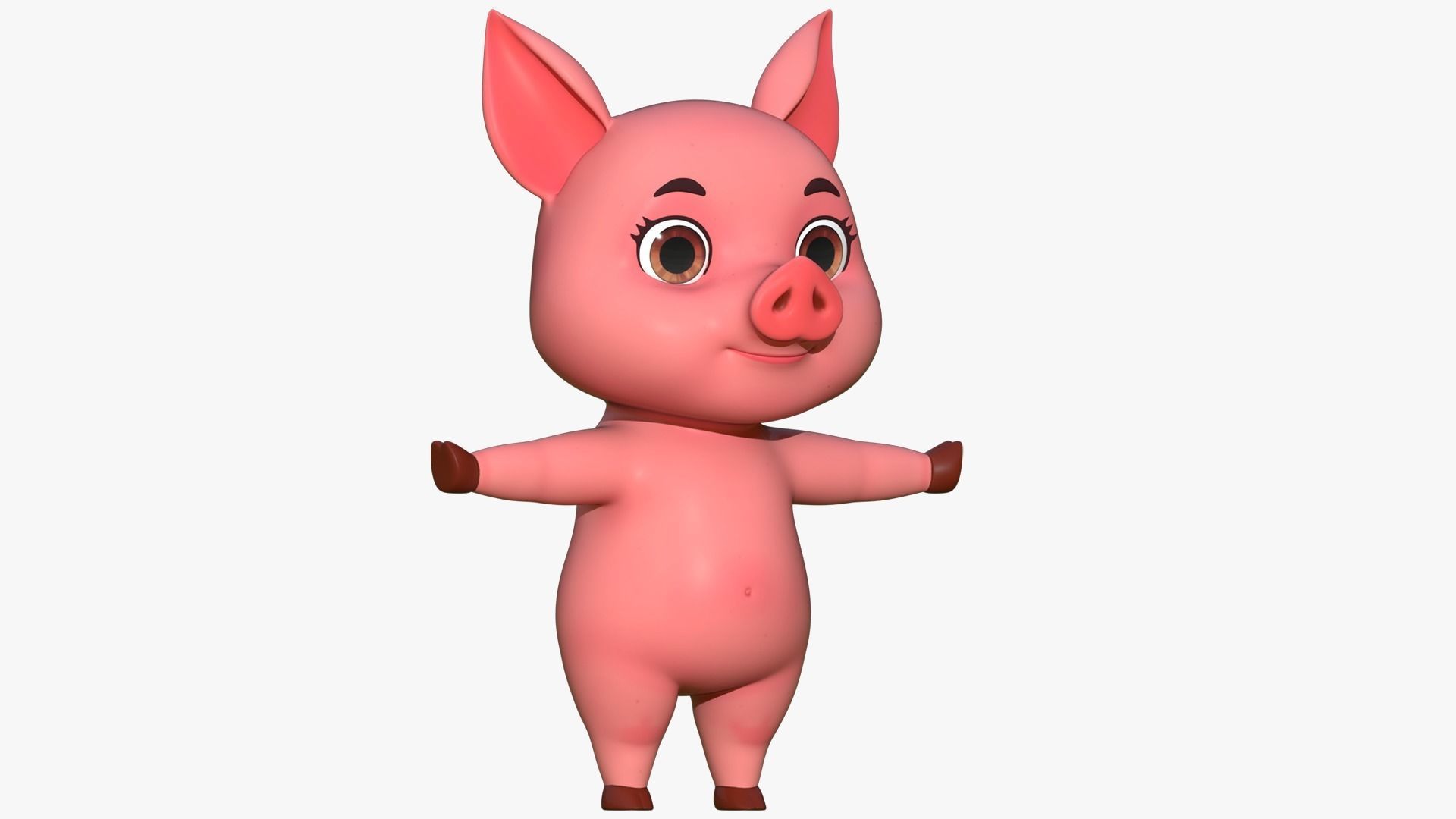 Cartoon Pig Low-poly 3D model_1