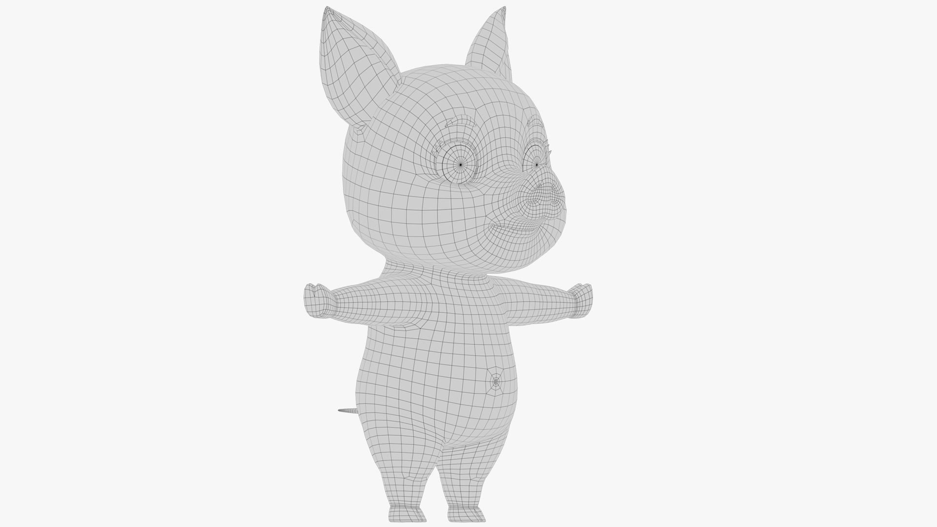 Cartoon Pig Low-poly 3D model_10