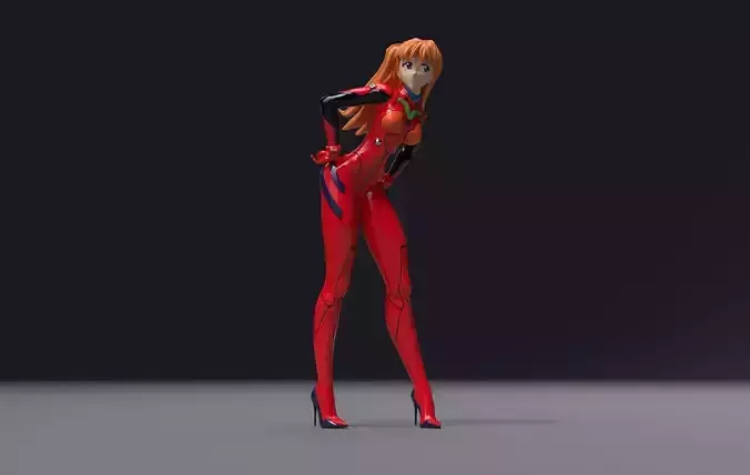 Asuka Langley in high heels 3D print model