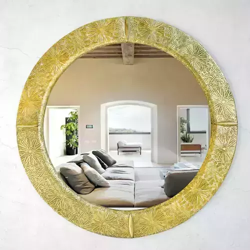 Round Brass Moorish Mirror 3D model