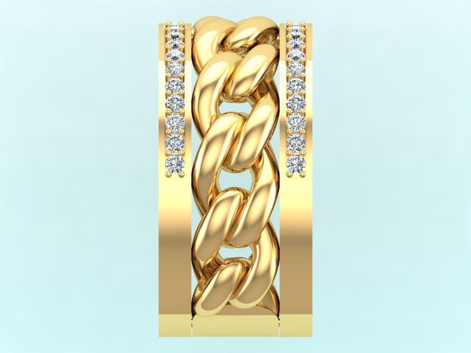 Chain Diamond ring - Miami Cuban ring - N8530A size 7 dot 5 3D print model_8