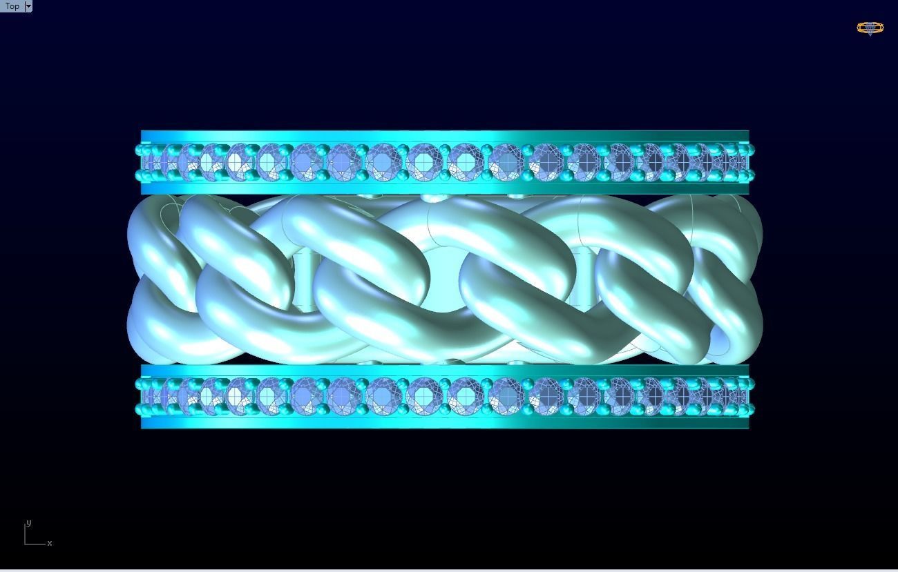 Chain Diamond ring - Miami Cuban ring - N8530A size 7 dot 5 3D print model_15