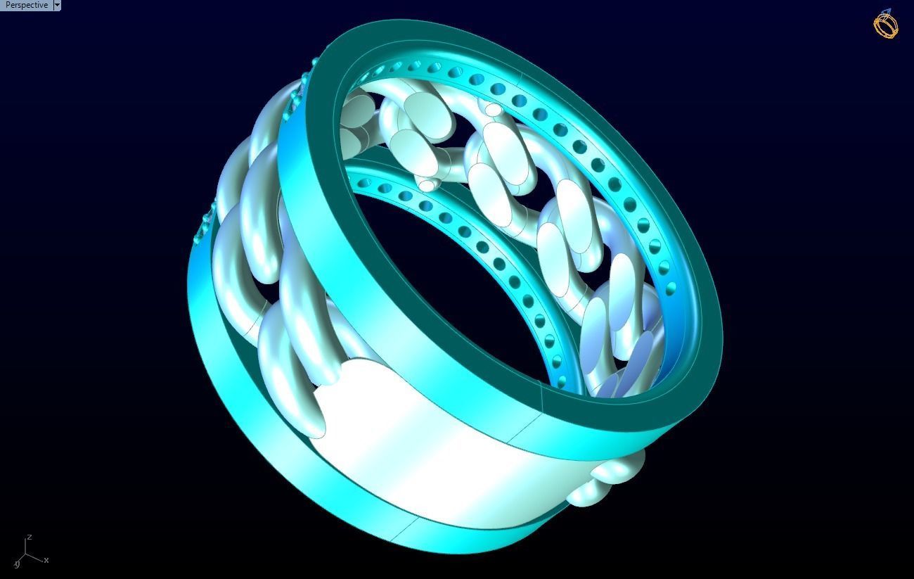 Chain Diamond ring - Miami Cuban ring - N8530A size 7 dot 5 3D print model_12