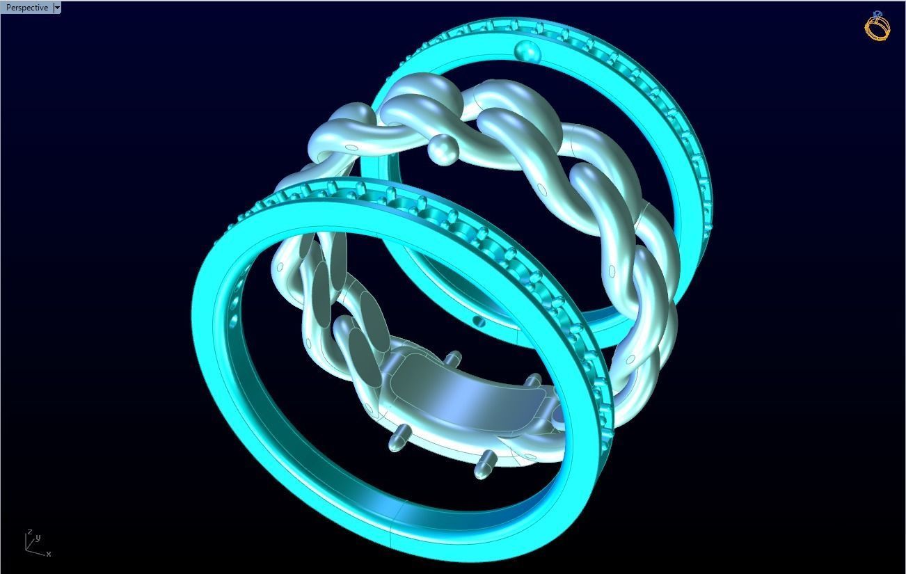 Chain Diamond ring - Miami Cuban ring - N8530A size 7 dot 5 3D print model_11