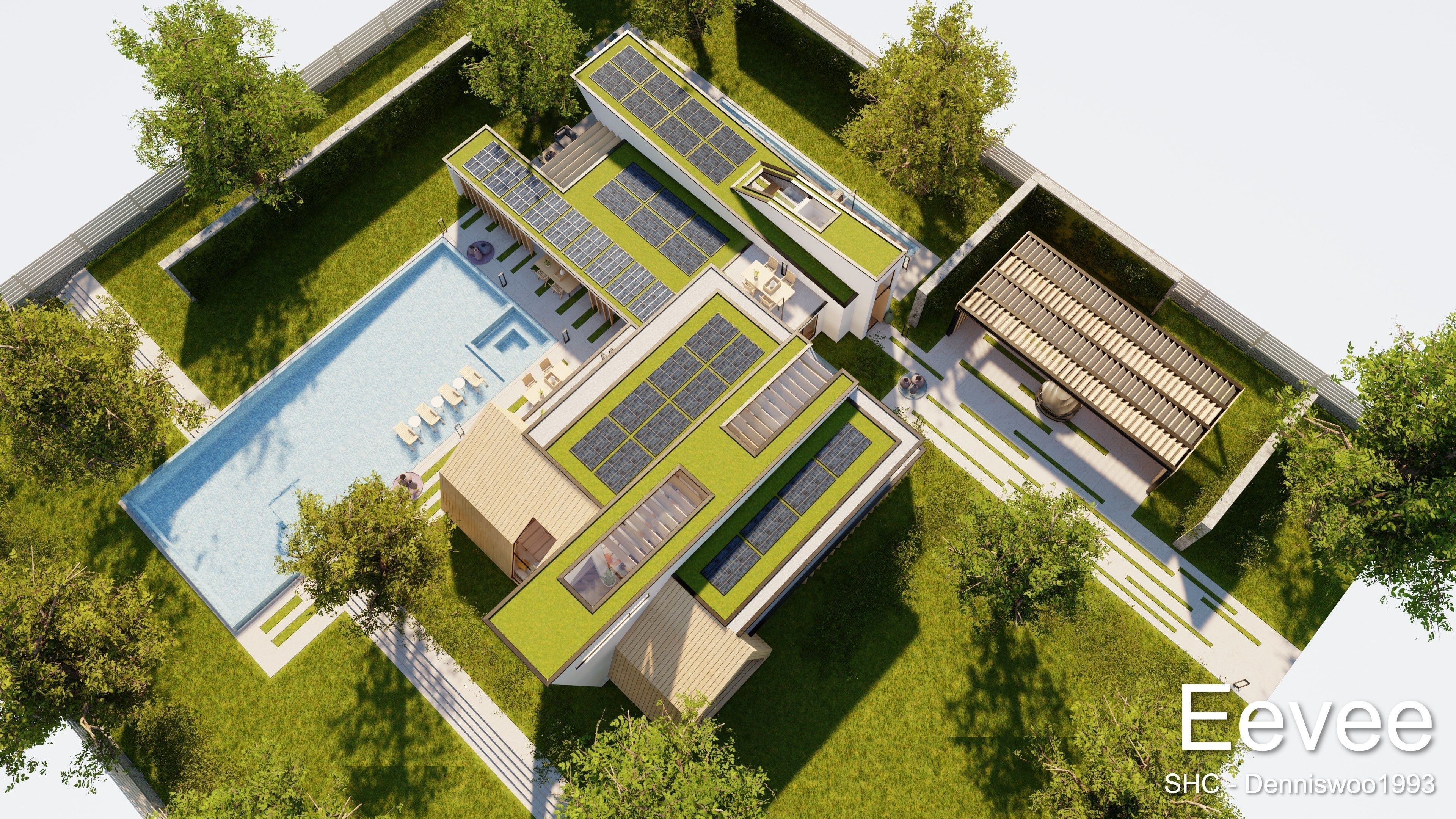 Modern villa 2021 Blender Eevee and Cycles 3 Low-poly 3D model_45