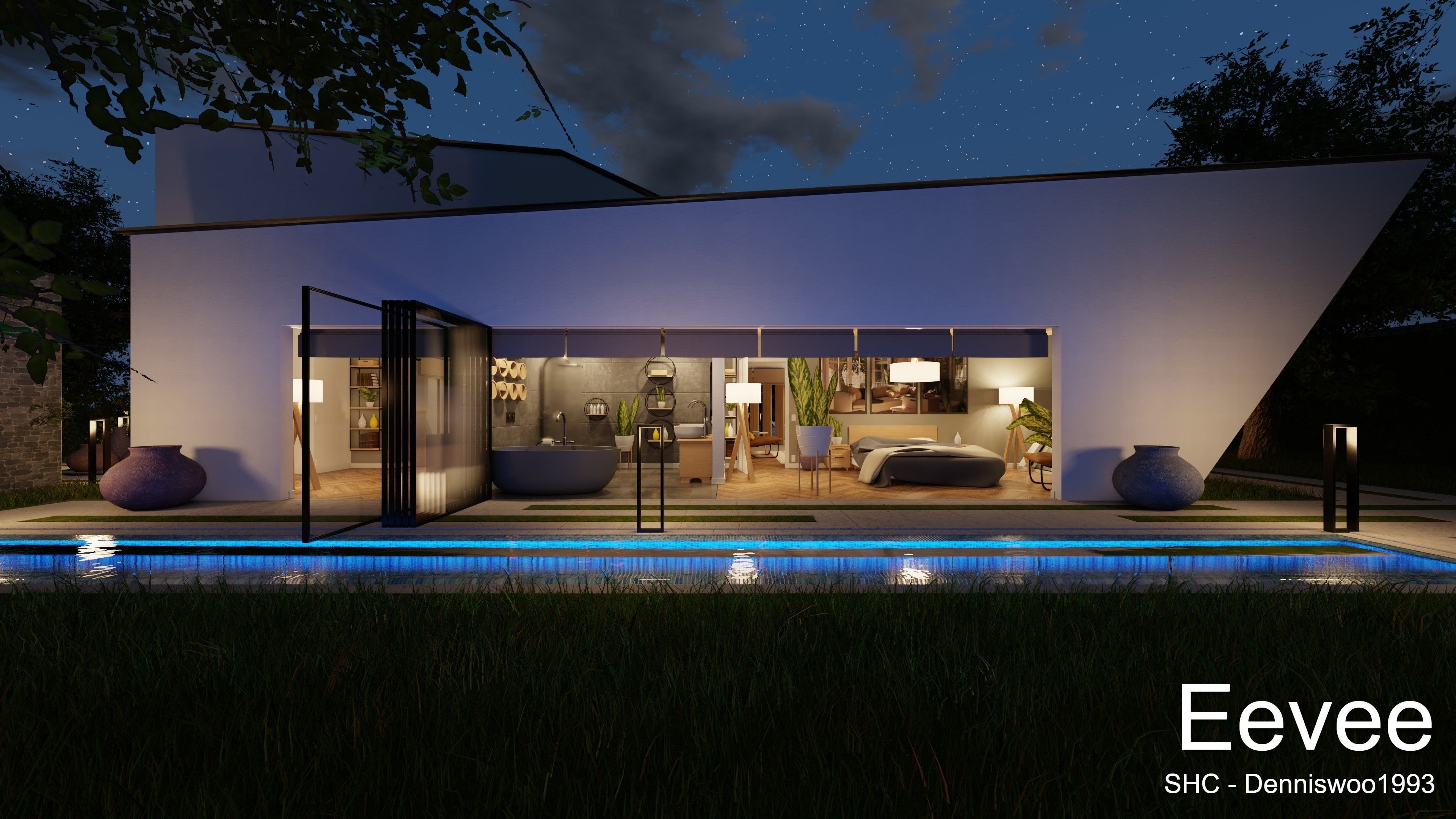 Modern villa 2021 Blender Eevee and Cycles 3 Low-poly 3D model_59
