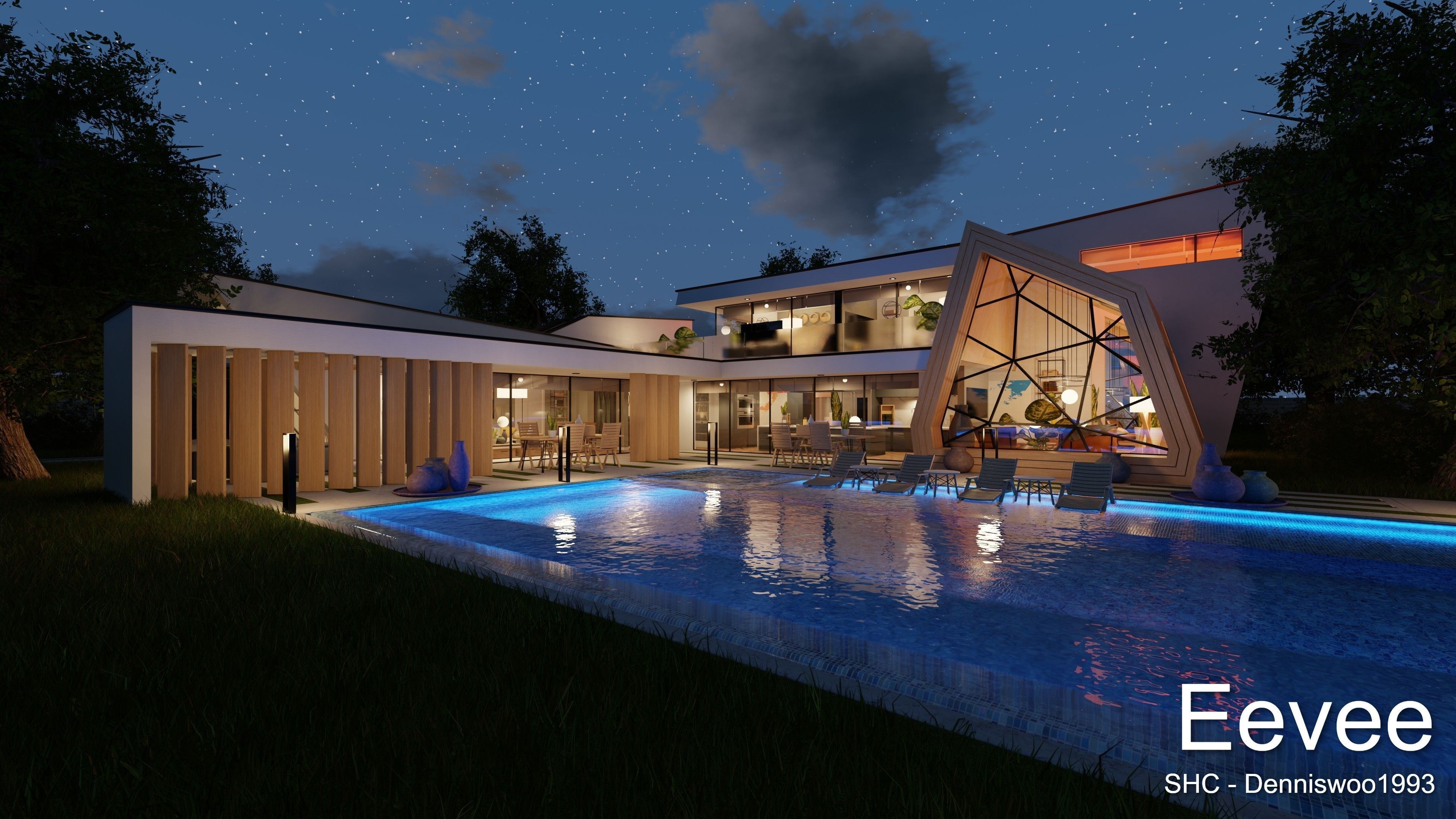 Modern villa 2021 Blender Eevee and Cycles 3 Low-poly 3D model_52