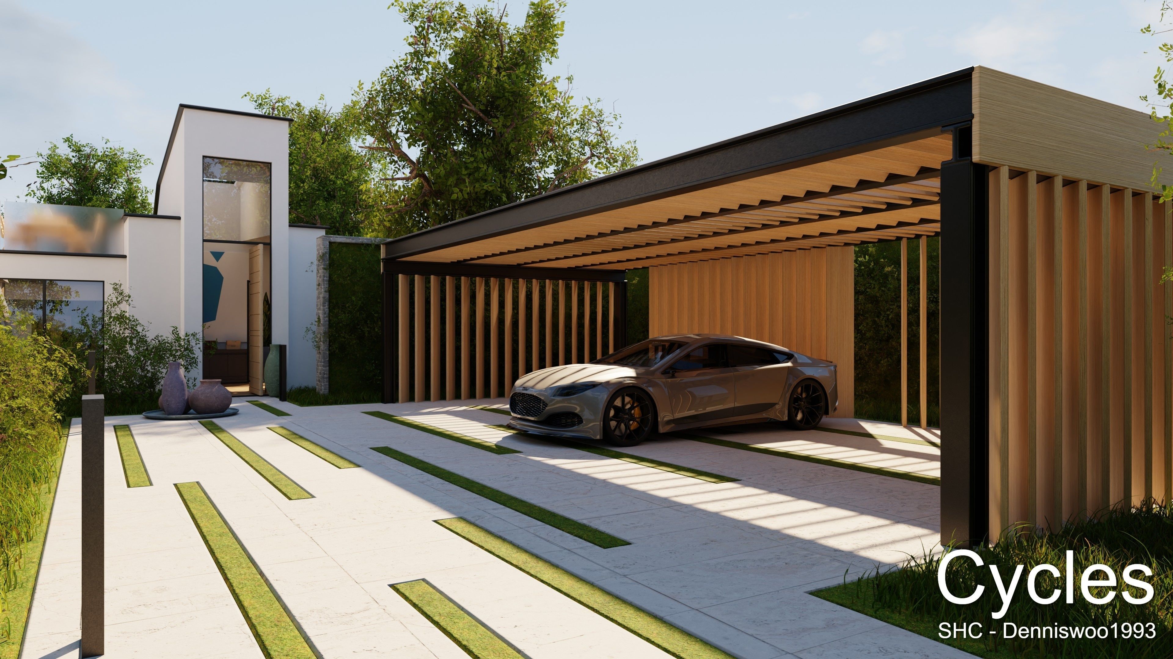 Modern villa 2021 Blender Eevee and Cycles 3 Low-poly 3D model_26