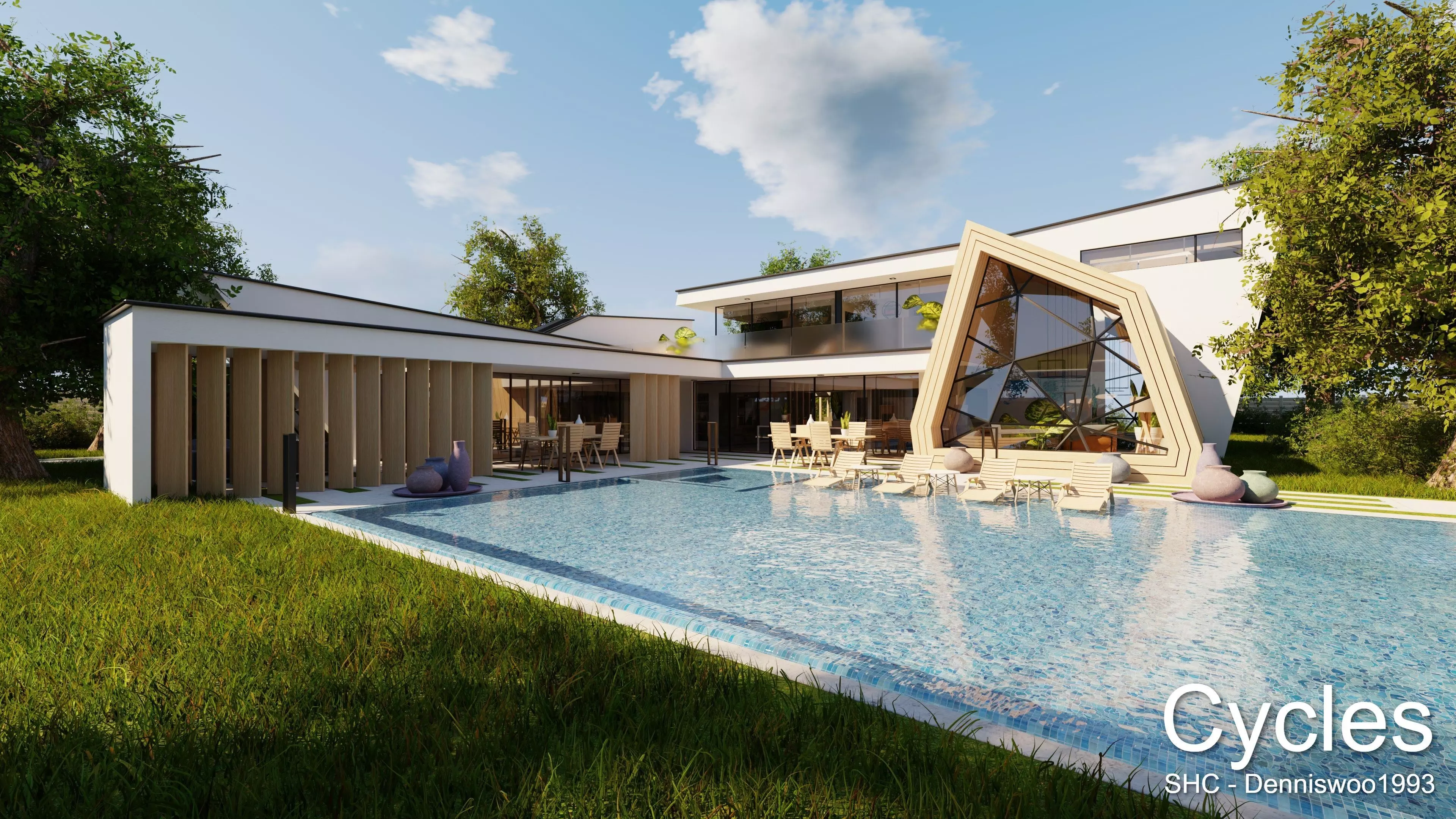 Modern villa 2021 Blender Eevee and Cycles 3 Low-poly 3D model_0