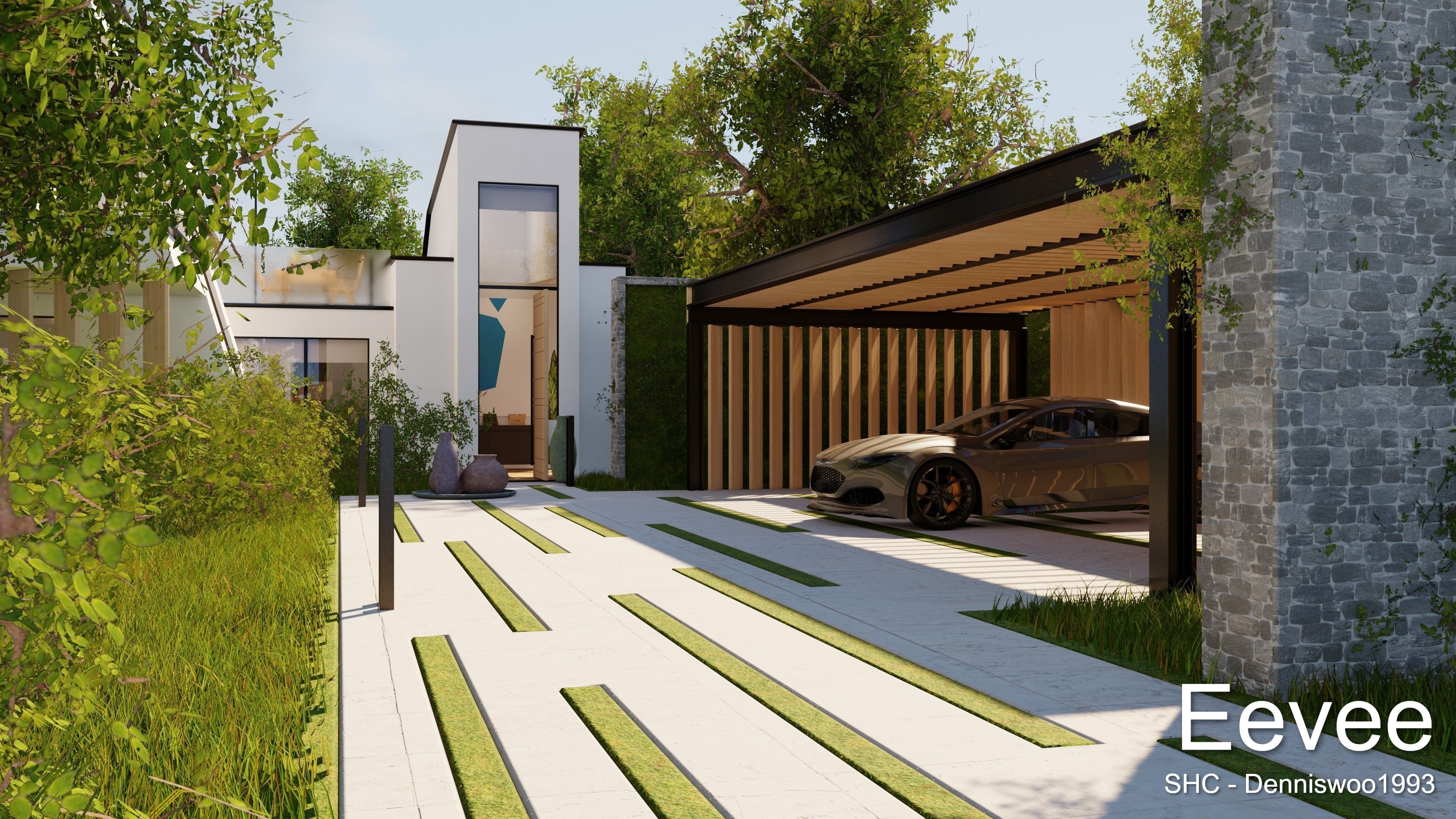 Modern villa 2021 Blender Eevee and Cycles 3 Low-poly 3D model_42