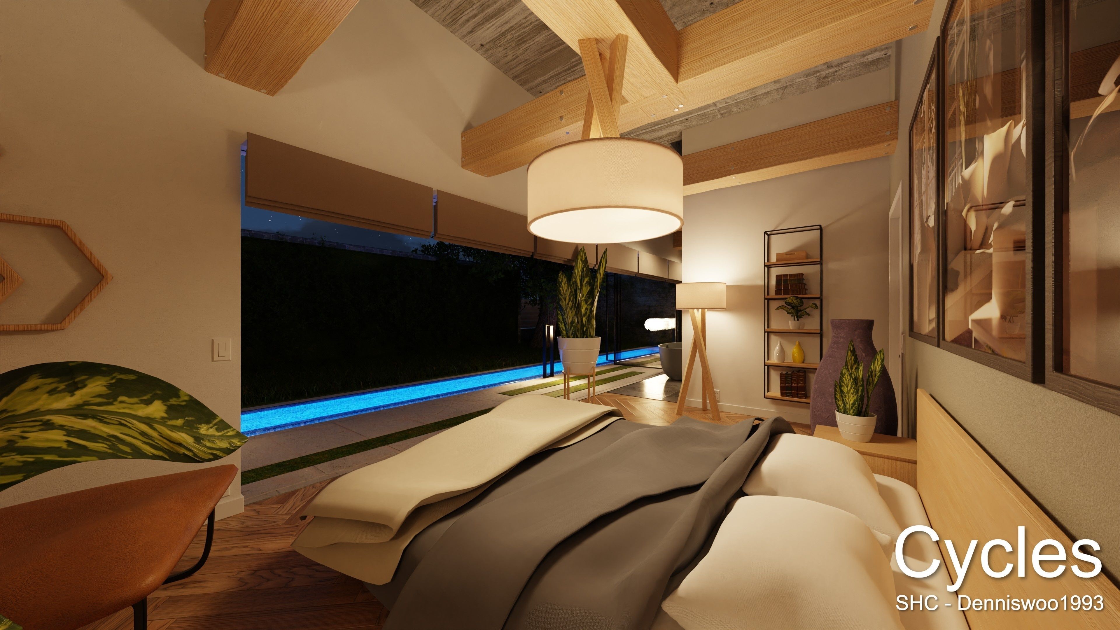 Modern villa 2021 Blender Eevee and Cycles 3 Low-poly 3D model_29