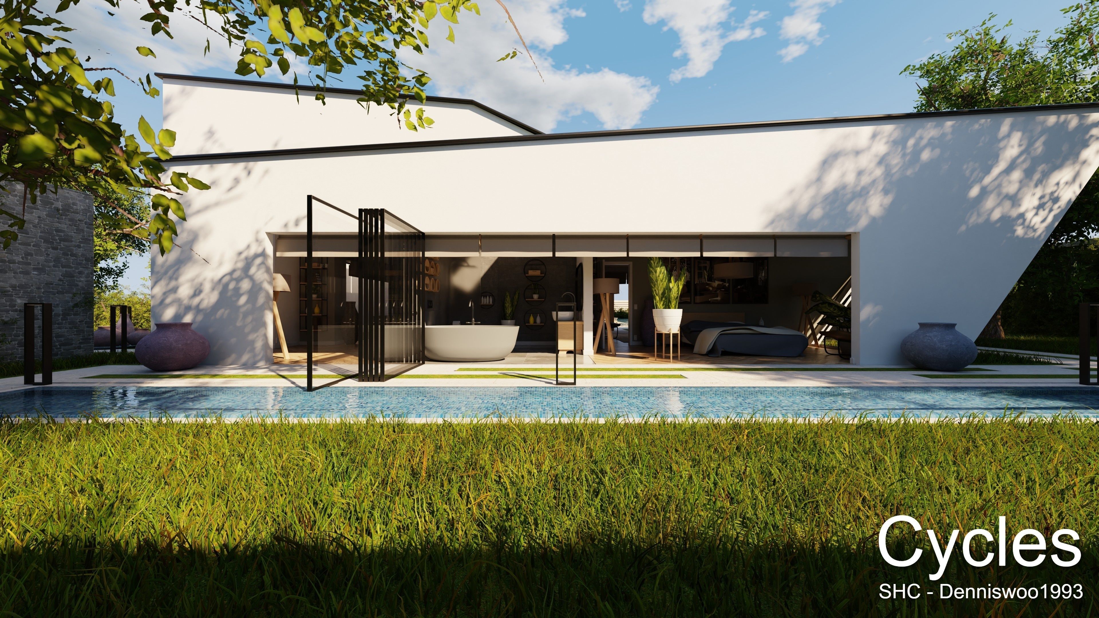 Modern villa 2021 Blender Eevee and Cycles 3 Low-poly 3D model_14