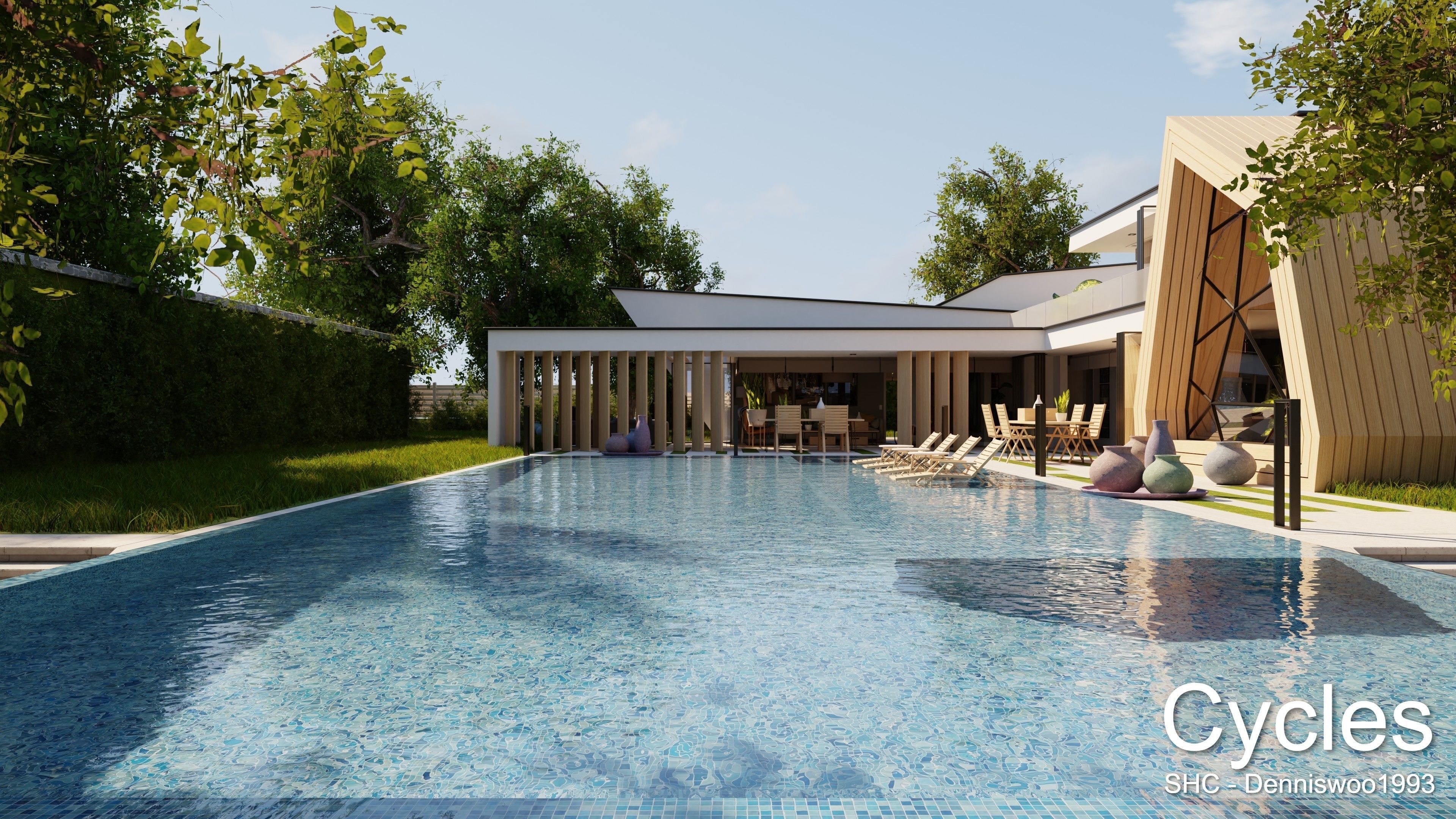 Modern villa 2021 Blender Eevee and Cycles 3 Low-poly 3D model_12