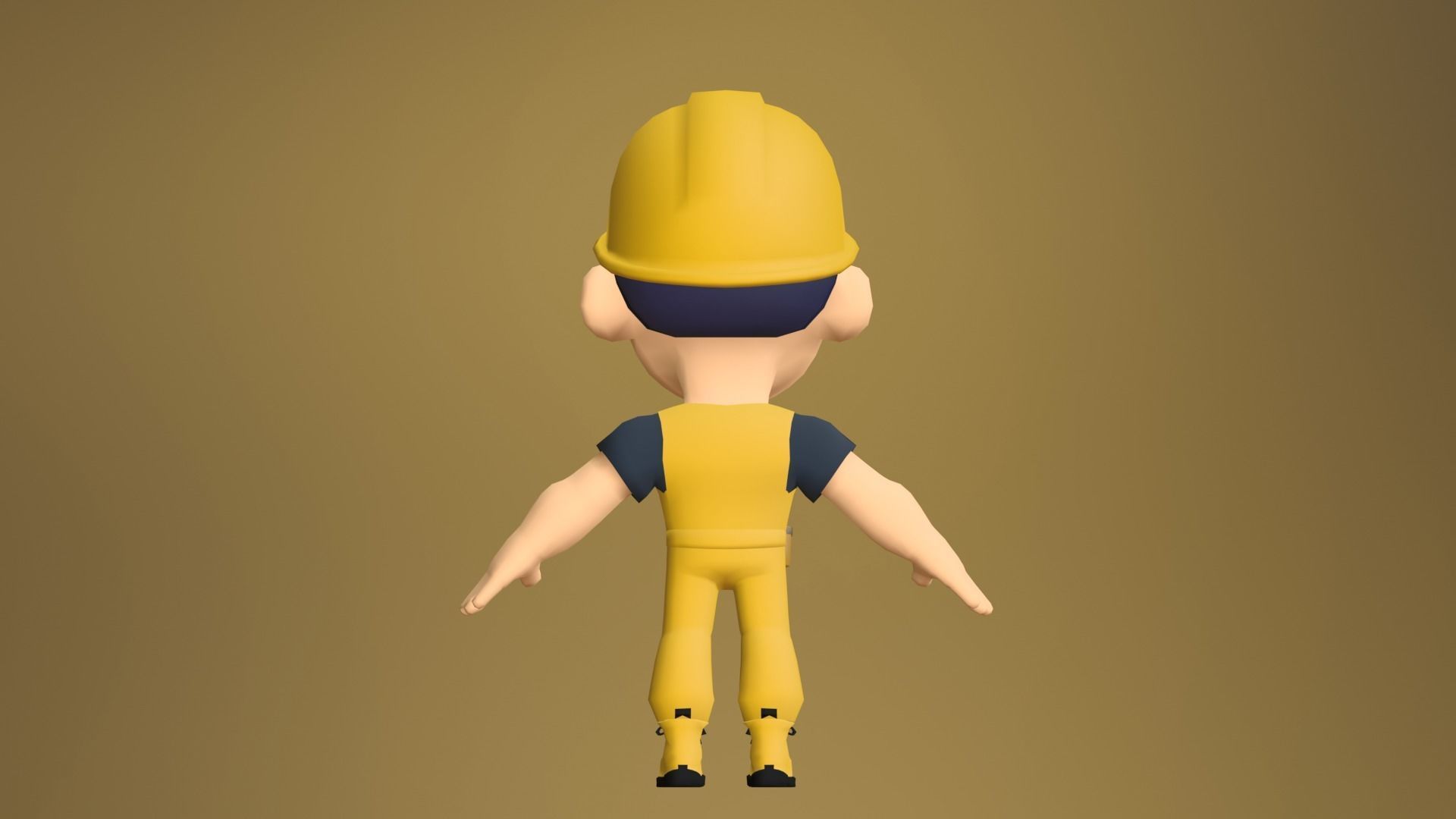 Builder Low Poly construction worker wearing hard hat Low-poly 3D model_11