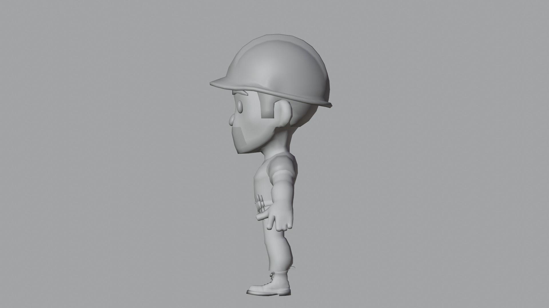 Builder Low Poly construction worker wearing hard hat Low-poly 3D model_16