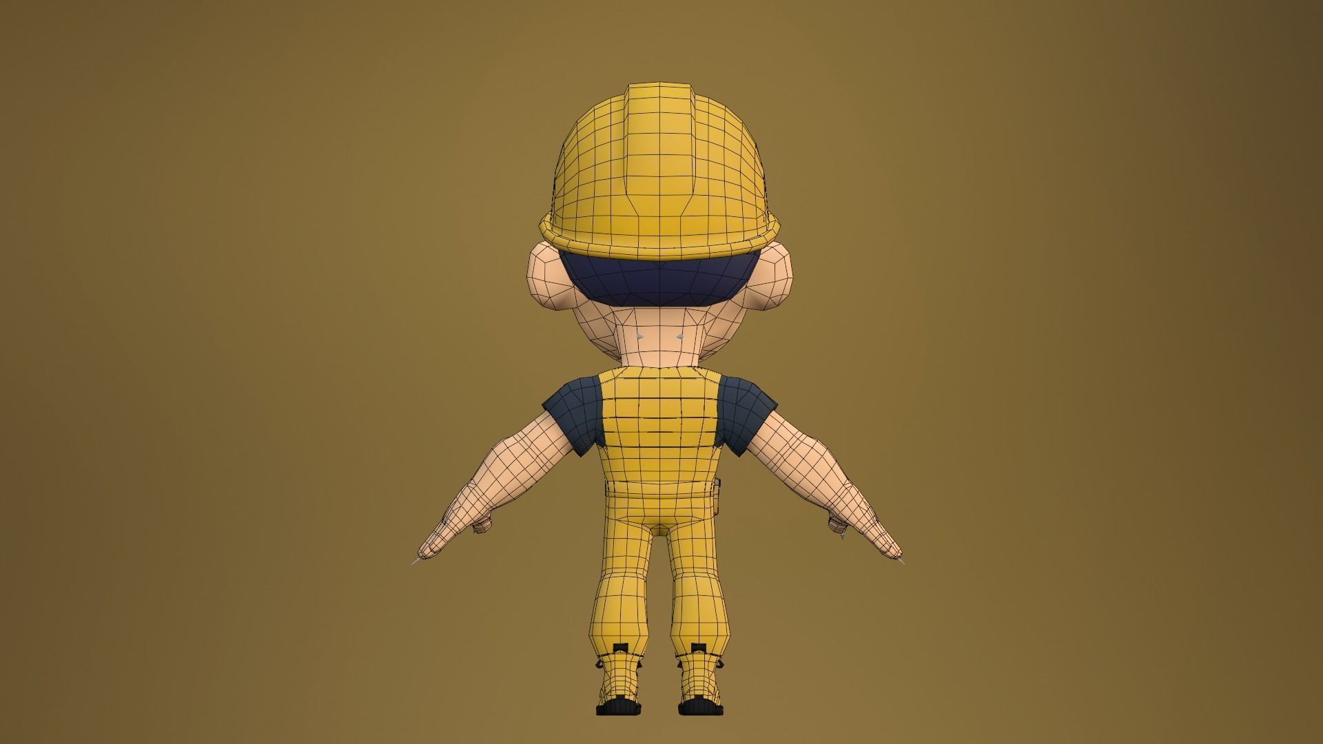 Builder Low Poly construction worker wearing hard hat Low-poly 3D model_23