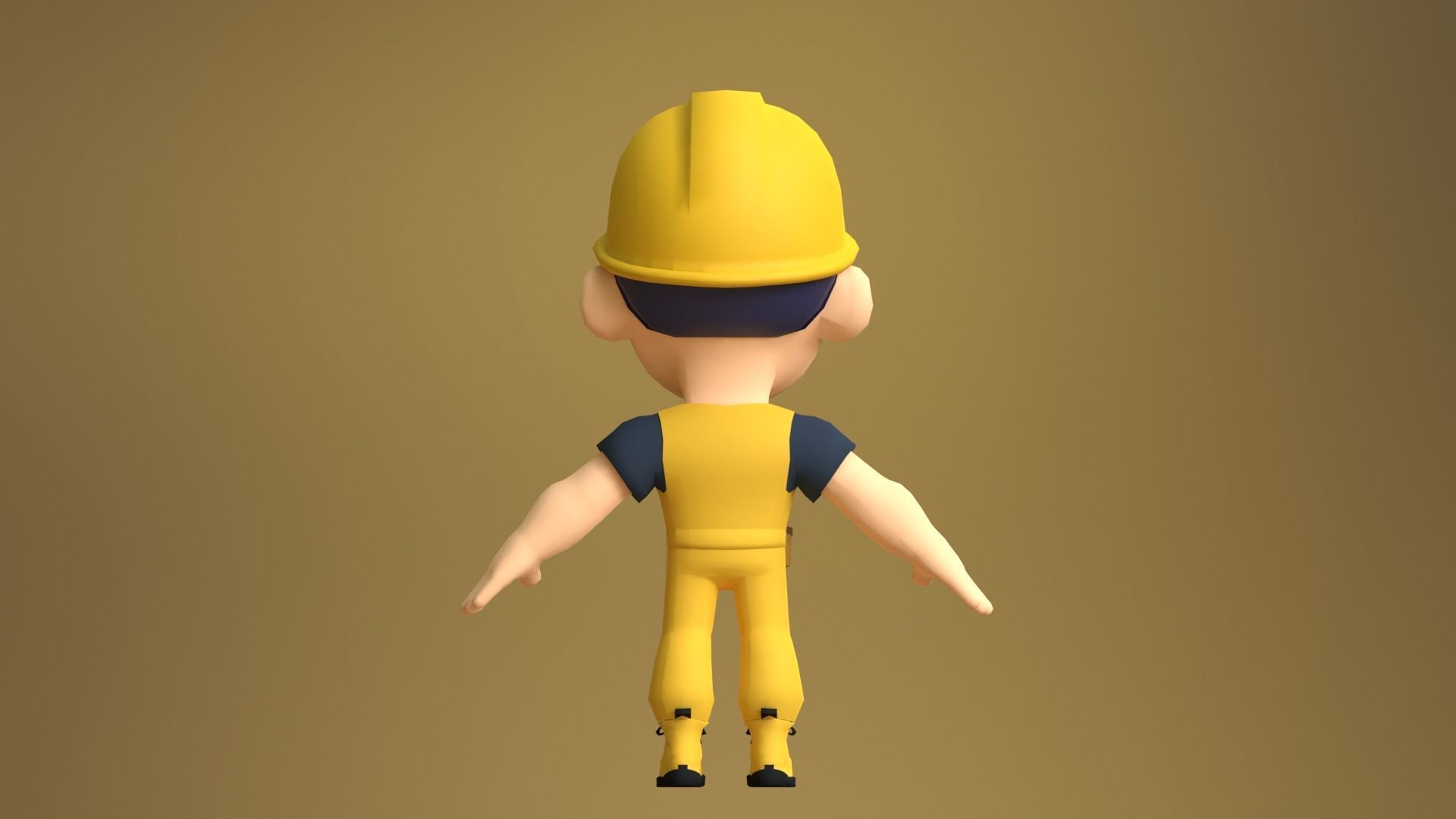 Builder Low Poly construction worker wearing hard hat Low-poly 3D model_7