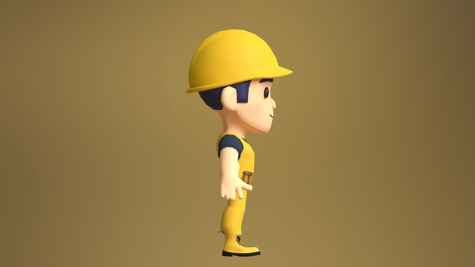 Builder Low Poly construction worker wearing hard hat Low-poly 3D model_6