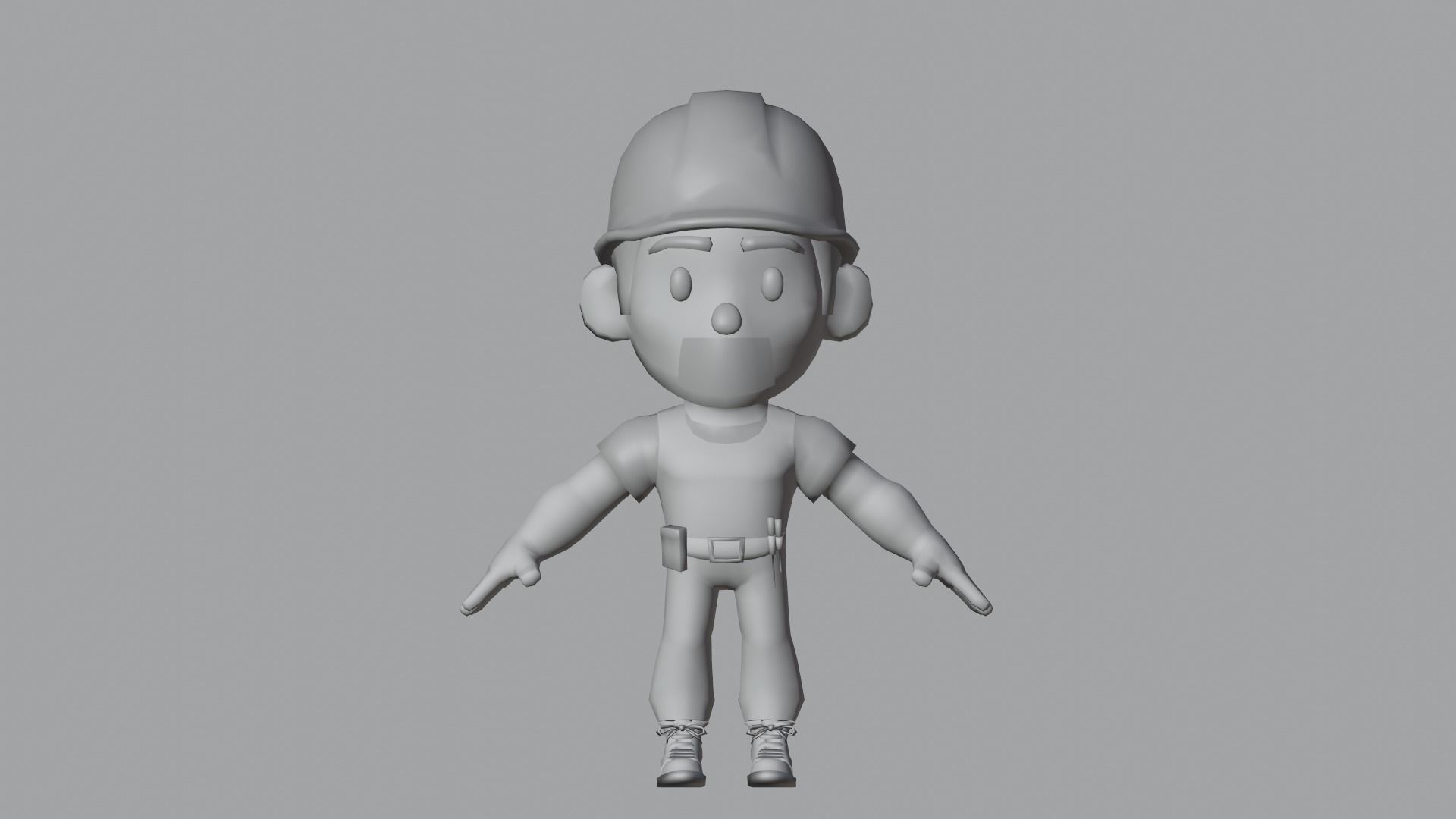 Builder Low Poly construction worker wearing hard hat Low-poly 3D model_13