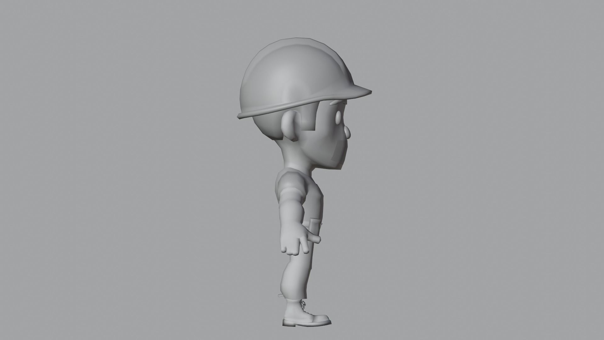 Builder Low Poly construction worker wearing hard hat Low-poly 3D model_14