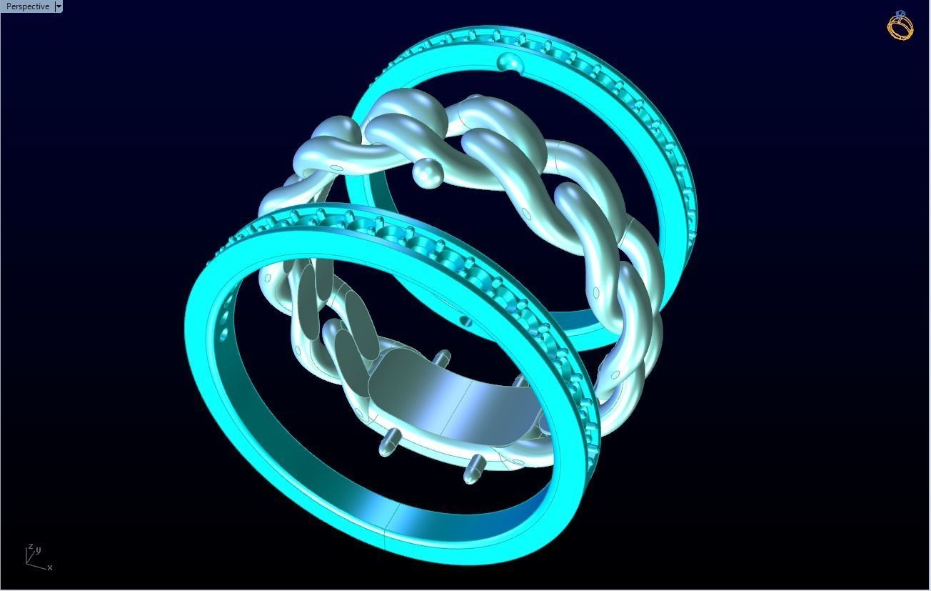 Chain Diamond ring - Miami Cuban ring - N8530A size 9 dot 5 3D print model_12