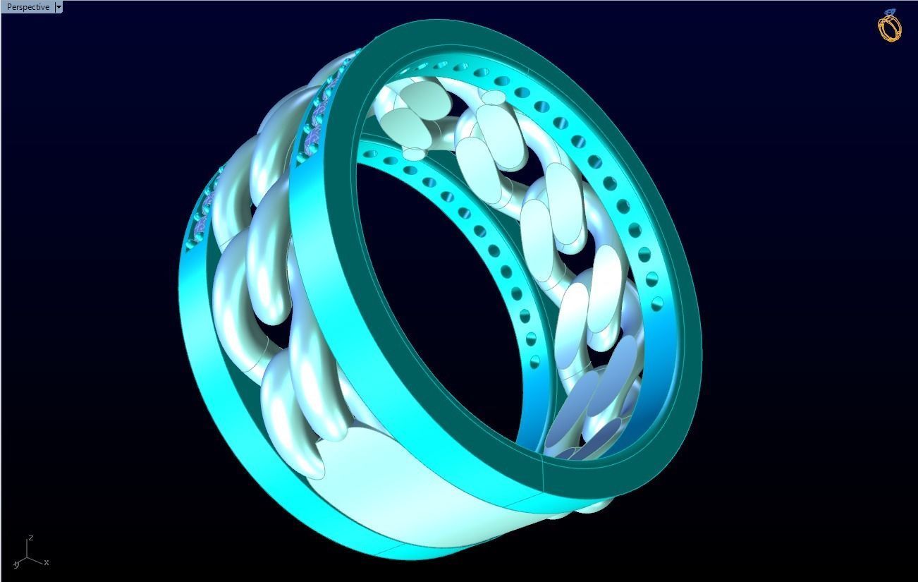 Chain Diamond ring - Miami Cuban ring - N8530A size 9 dot 5 3D print model_13