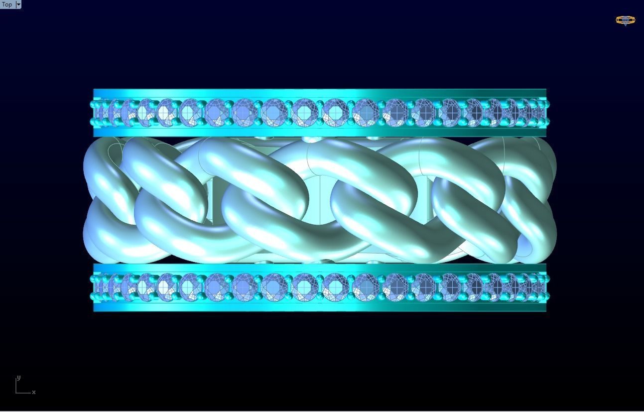 Chain Diamond ring - Miami Cuban ring - N8530A size 9 dot 5 3D print model_16