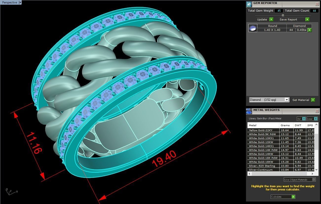 Chain Diamond ring - Miami Cuban ring - N8530A size 9 dot 5 3D print model_11