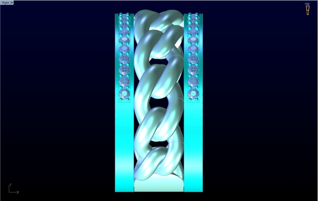 Chain Diamond ring - Miami Cuban ring - N8530A size 9 dot 5 3D print model_15