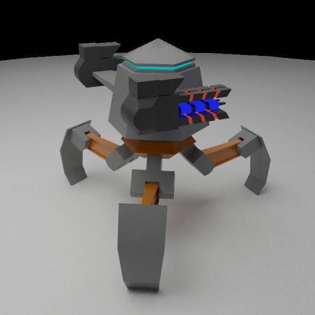 Tripod Mech low poly Low-poly 3D model_4