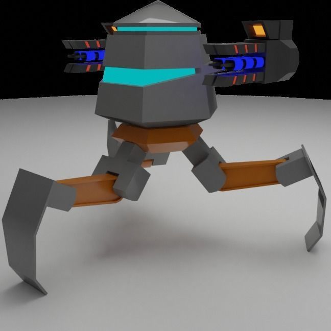 Tripod Mech low poly Low-poly 3D model_5