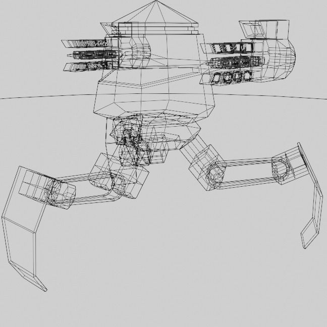 Tripod Mech low poly Low-poly 3D model_8