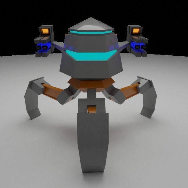 Tripod Mech low poly Low-poly 3D model_2