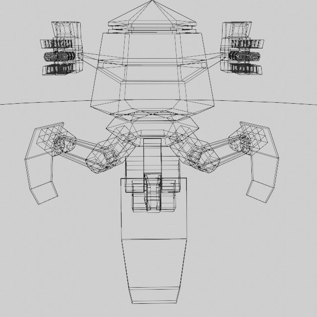 Tripod Mech low poly Low-poly 3D model_9