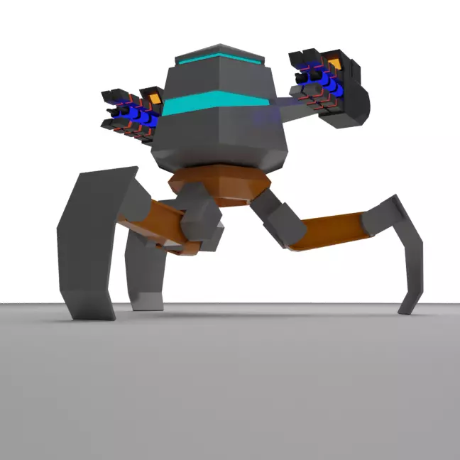 Tripod Mech low poly Low-poly 3D model_0