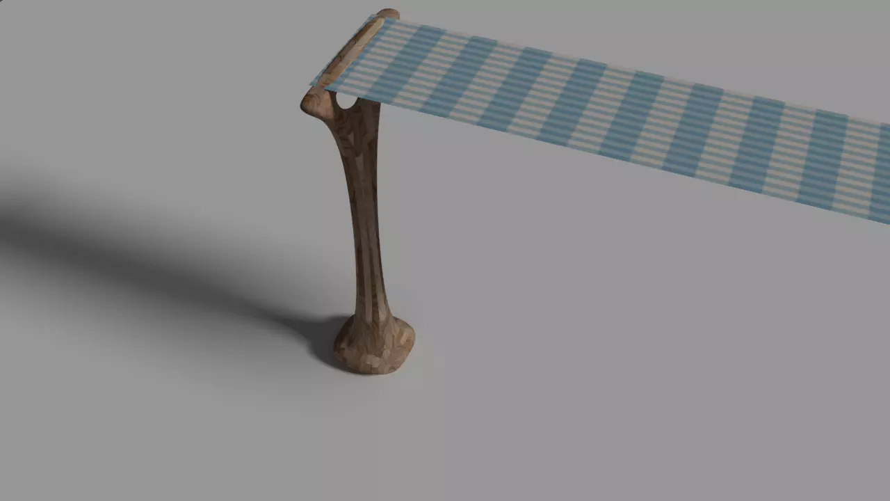 Cloth wooden pole with stripe Free low-poly 3D model