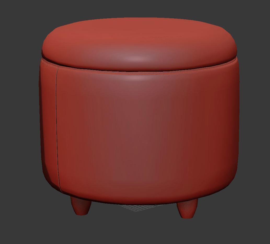 Boucle Louise Storage Ottoman 3D model_6