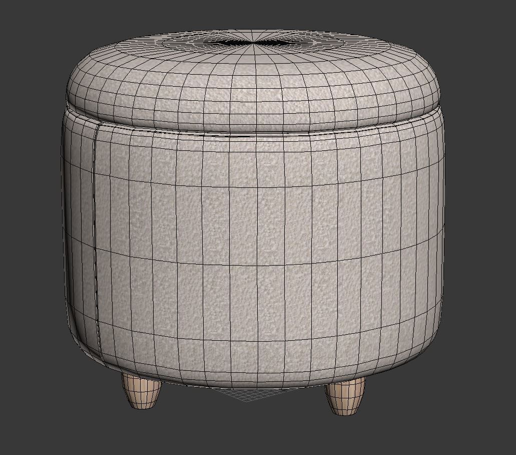 Boucle Louise Storage Ottoman 3D model_5