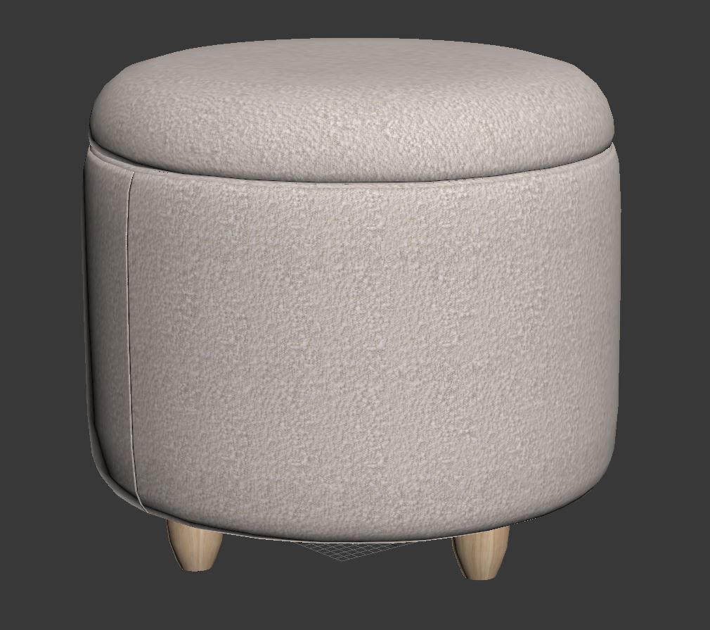 Boucle Louise Storage Ottoman 3D model_4