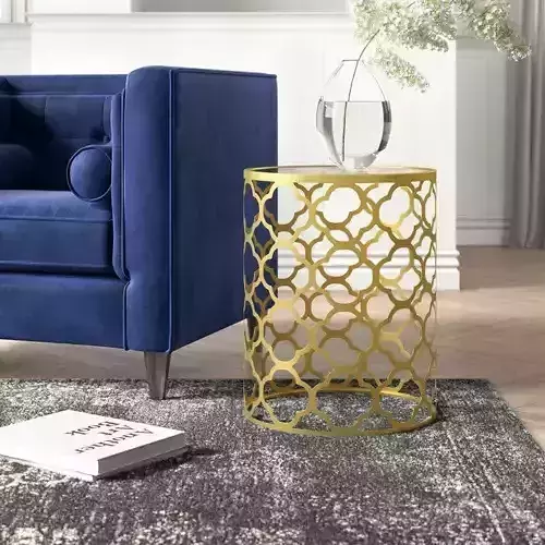 Jewett Glass Frame End Side Designer Table - 2 Colour