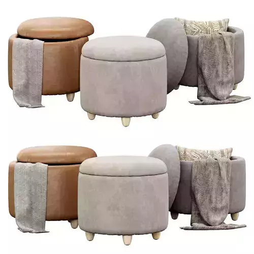 Louise Storage Ottoman set 3D model