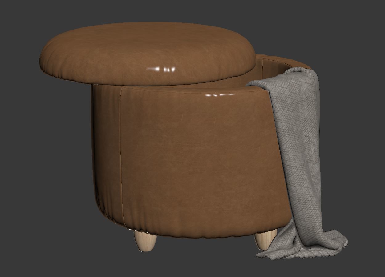 Louise Storage Ottoman set 3D model_8