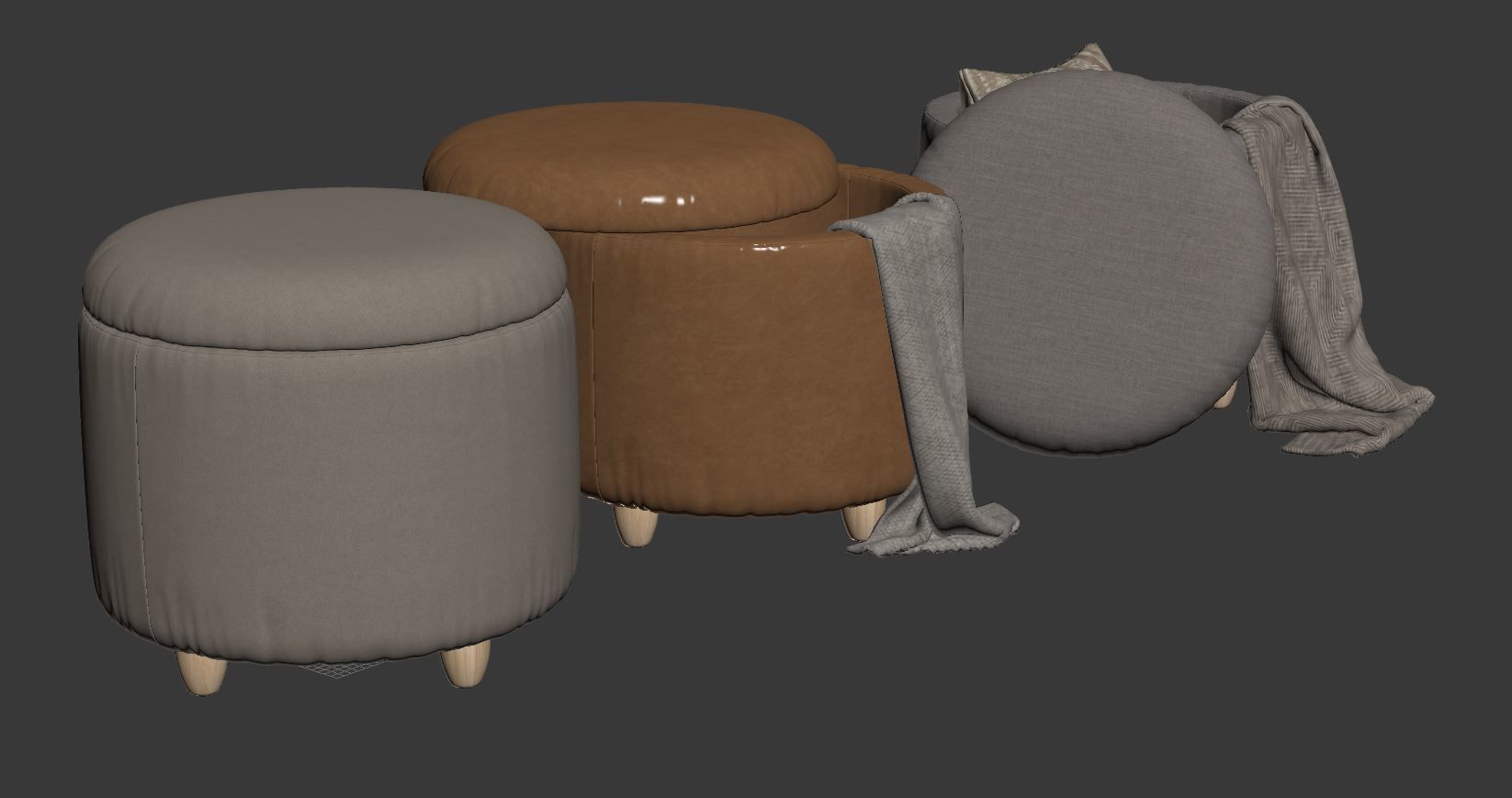 Louise Storage Ottoman set 3D model_10