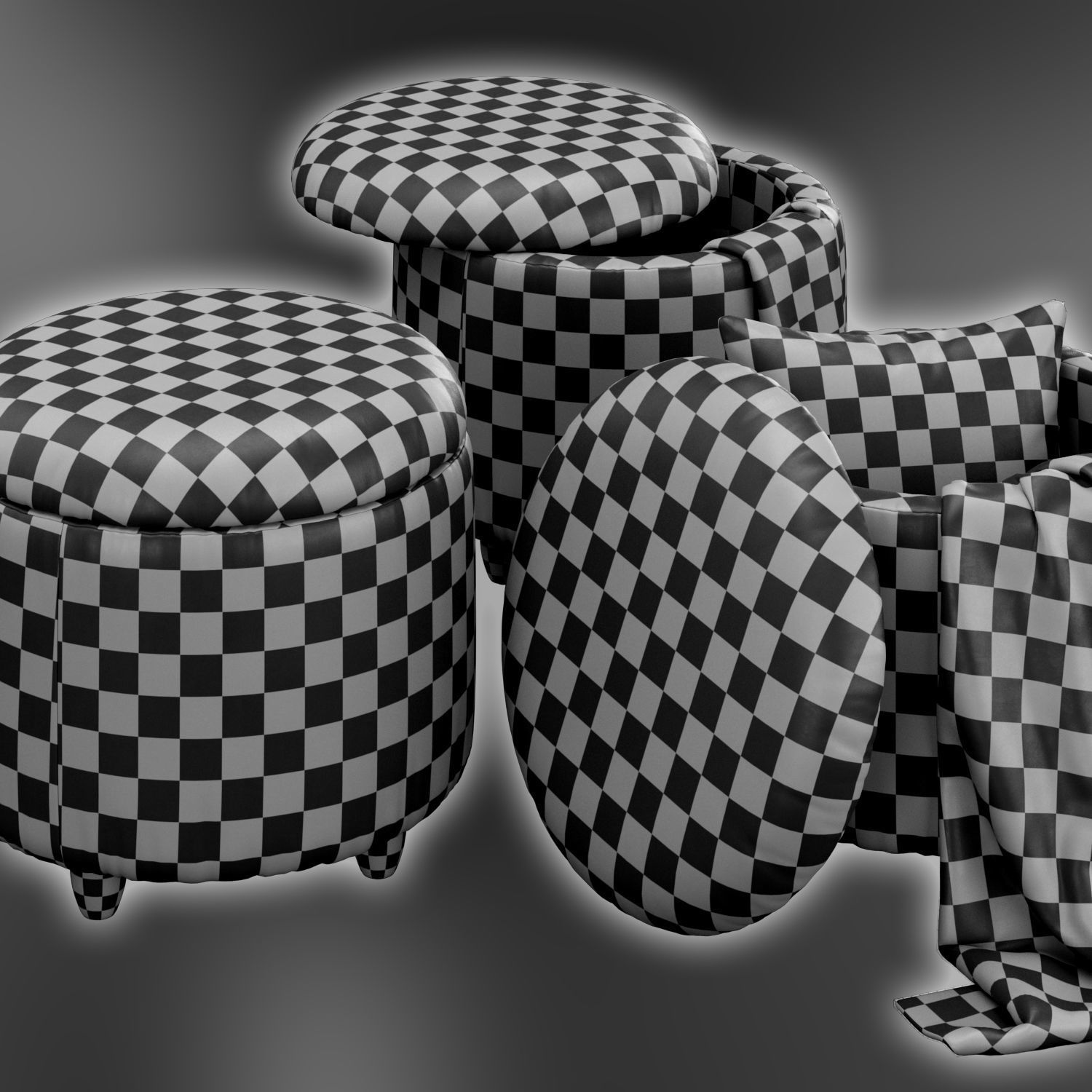 Louise Storage Ottoman set 3D model_6