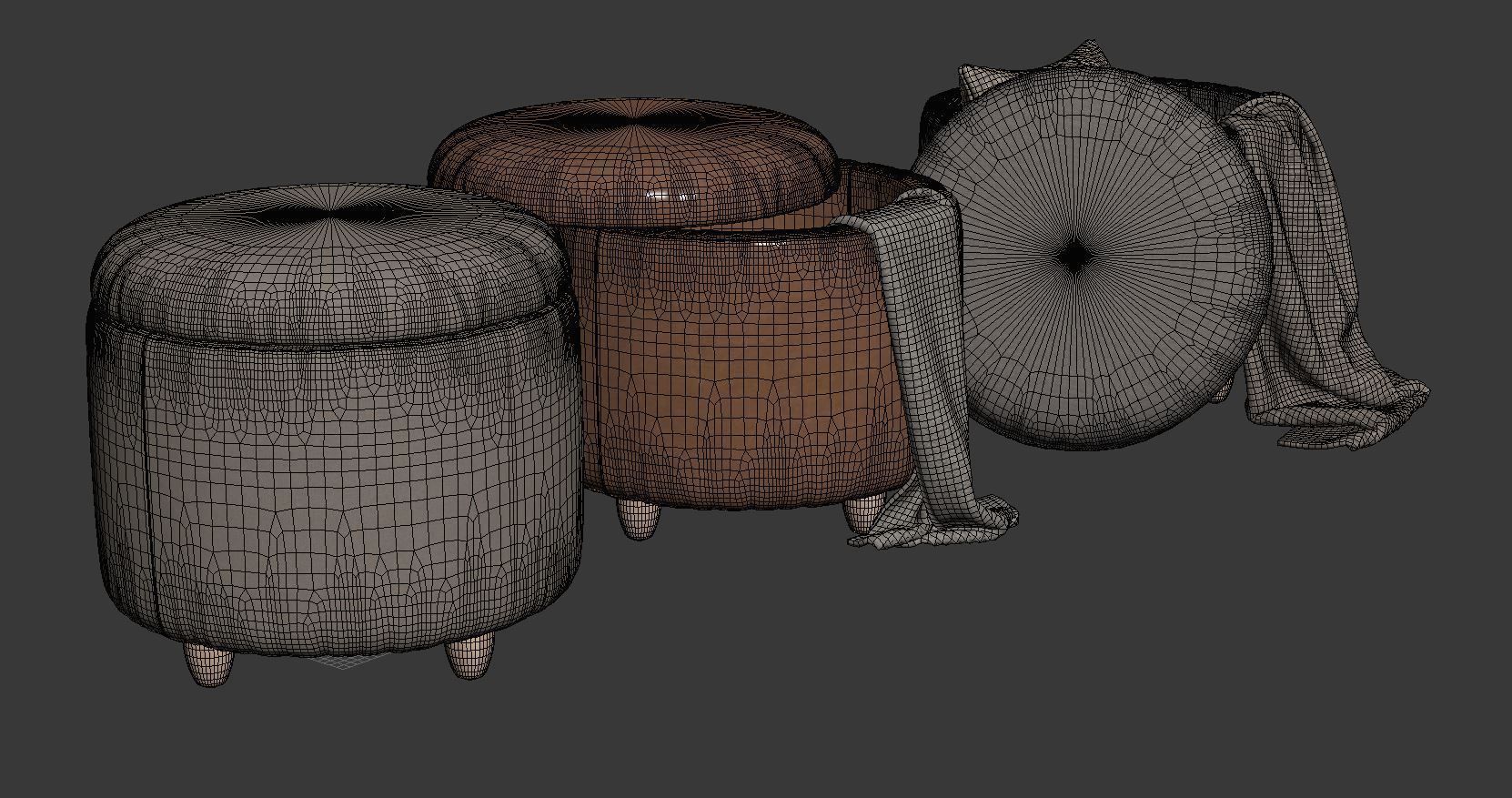 Louise Storage Ottoman set 3D model_11