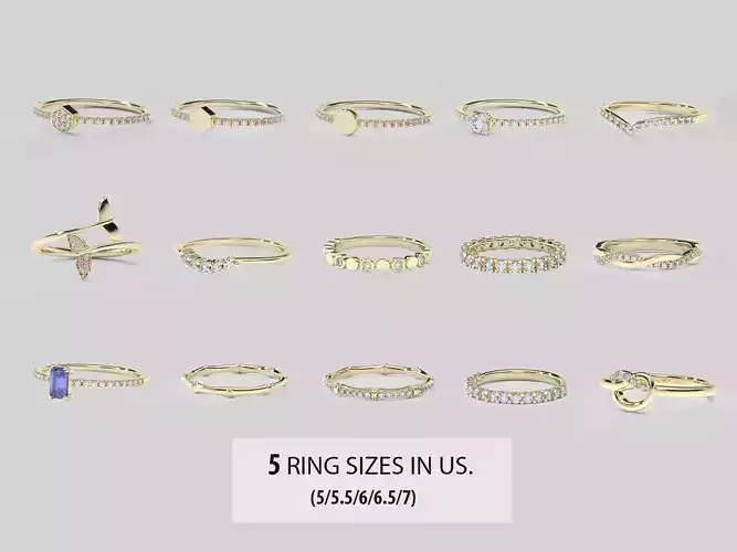 MINIMAL RING SET 15 model 3D Model Collection