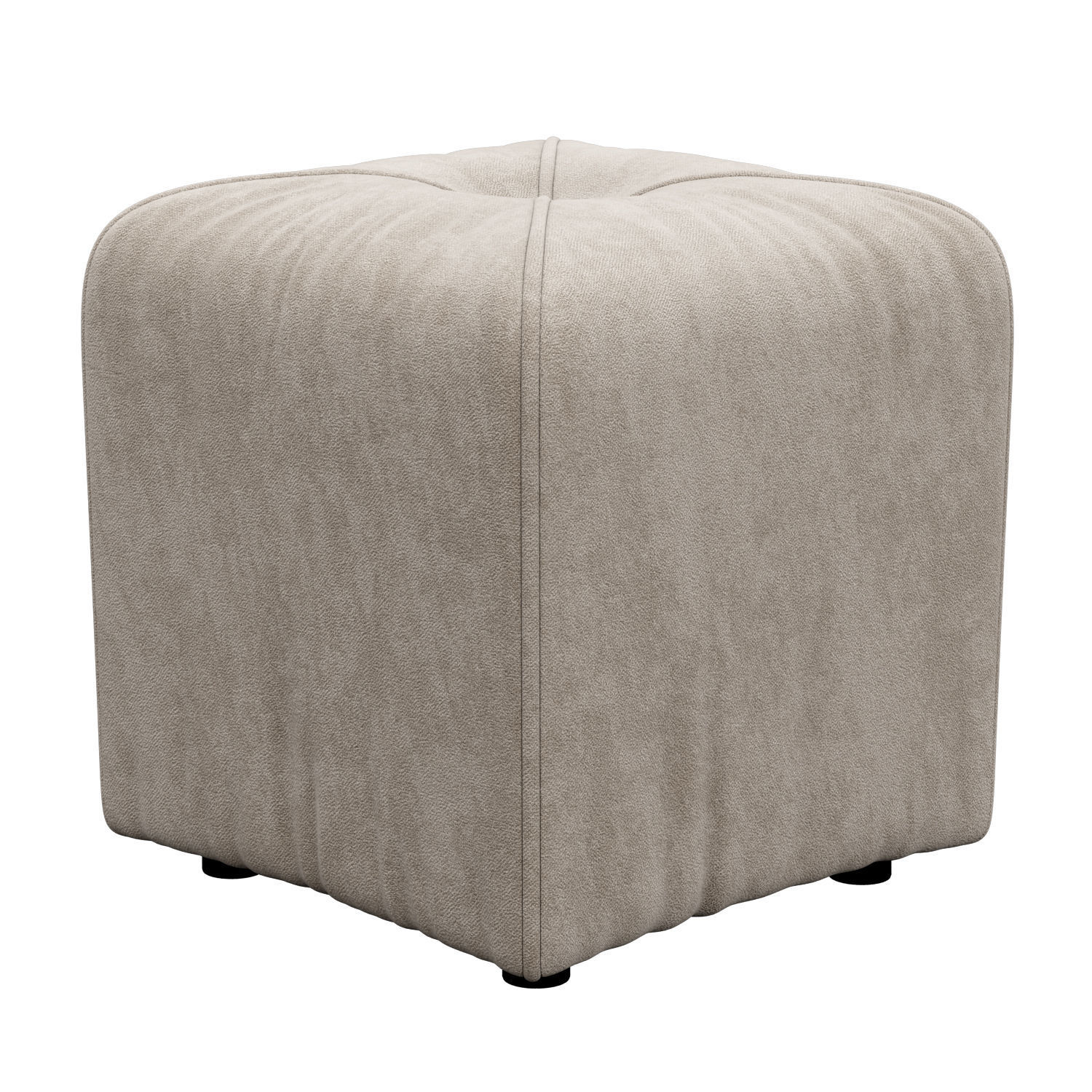Quane Tufted Square Cube Ottoman 3D model_2
