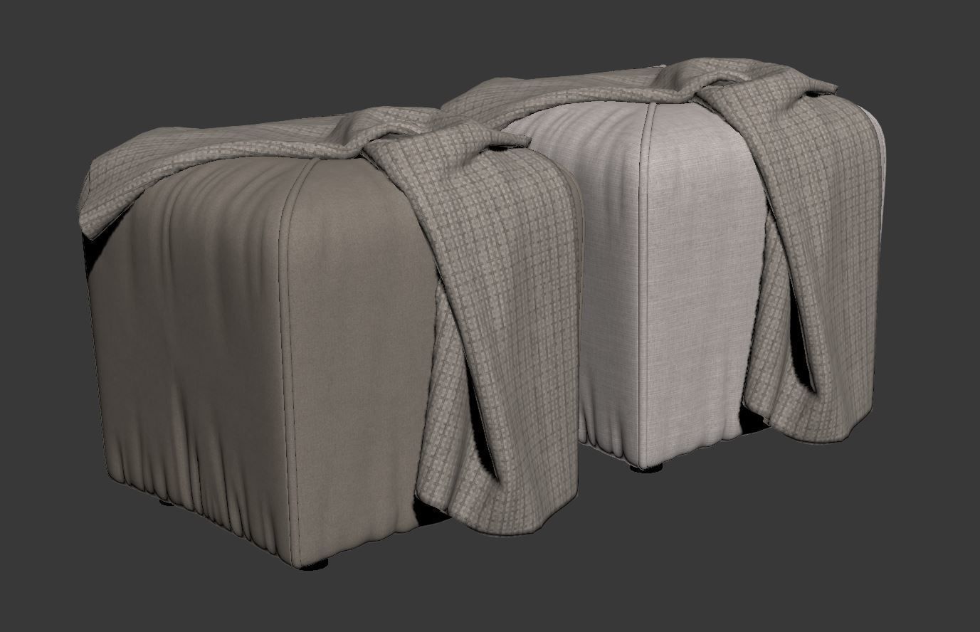Quane Tufted Square Cube Ottoman 3D model_6