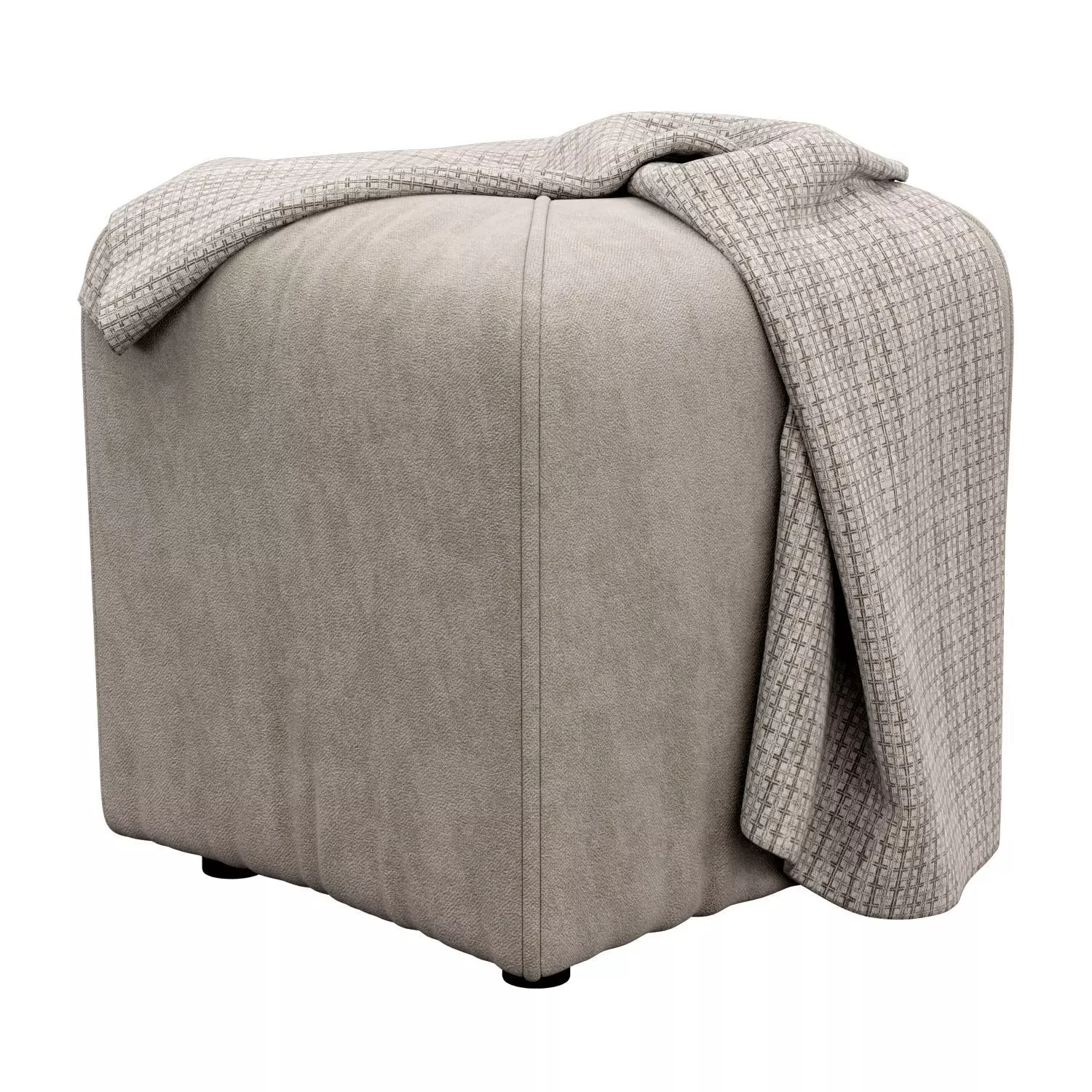 Quane Tufted Square Cube Ottoman 3D model_0