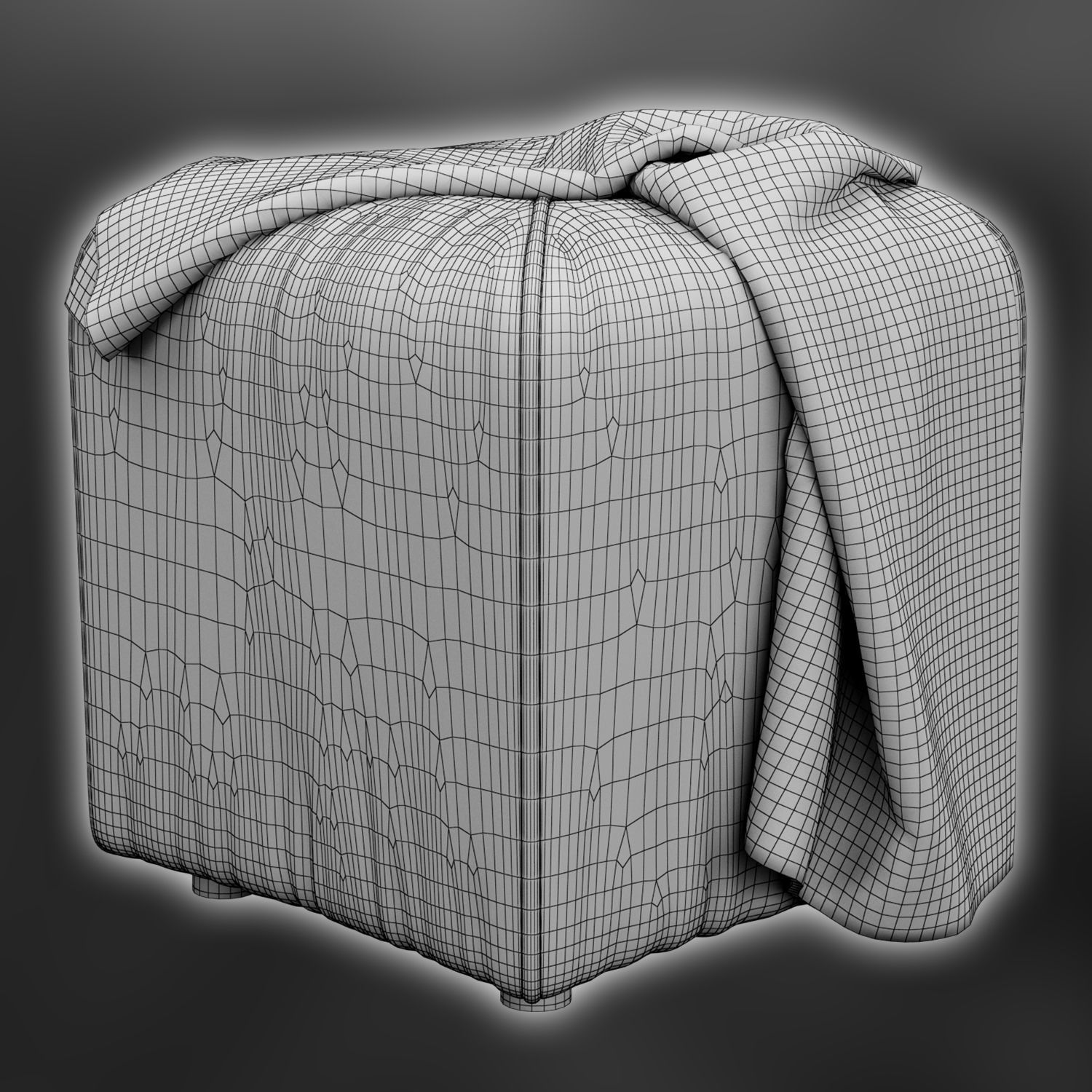 Quane Tufted Square Cube Ottoman 3D model_4